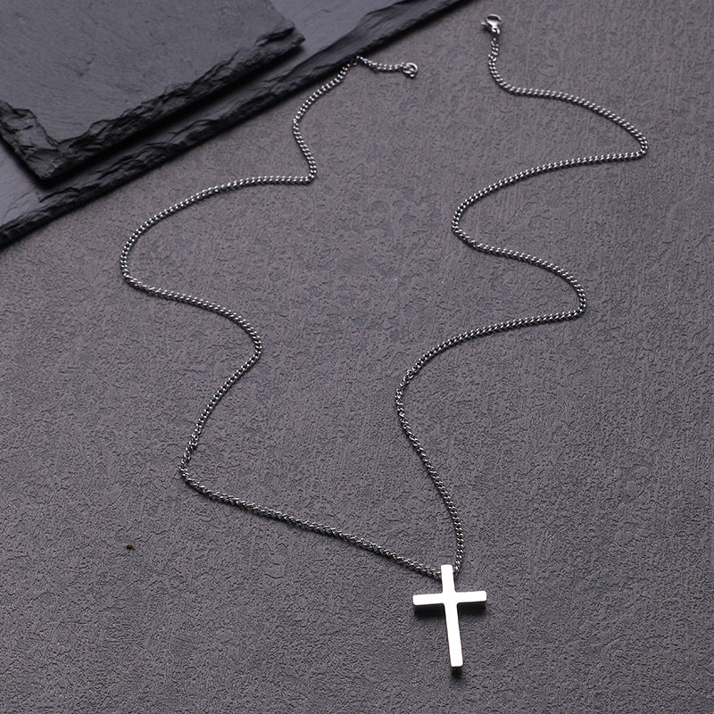 Titanium Steel Simple Cross Necklace for Men