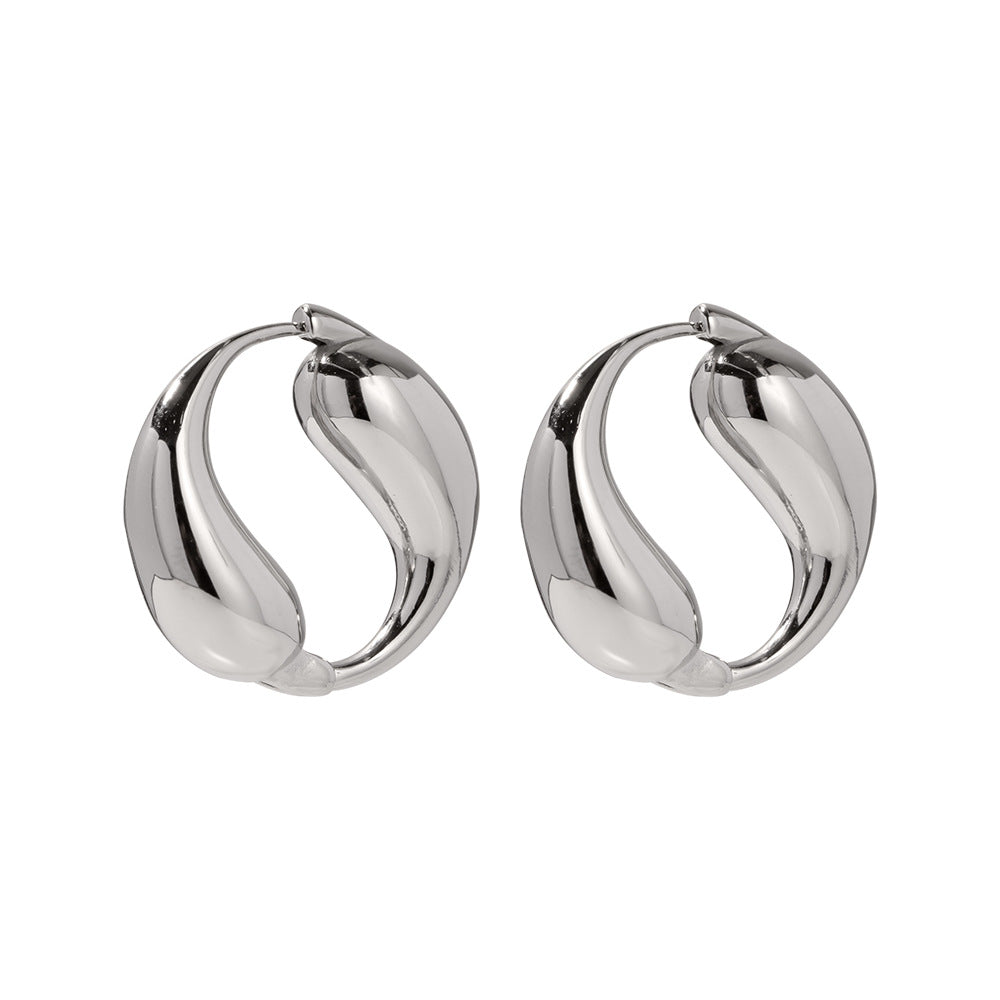 Steel Color Stainless Steel O-shaped Earrings