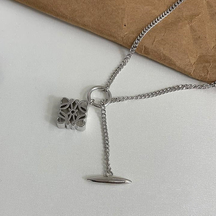 Fasteners Titanium Steel Gold and Silver Two-color Necklace