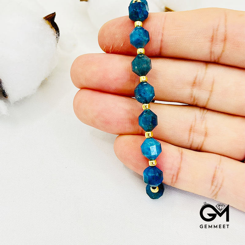 Vintage Cut Bead Blue Apatite Bracelet