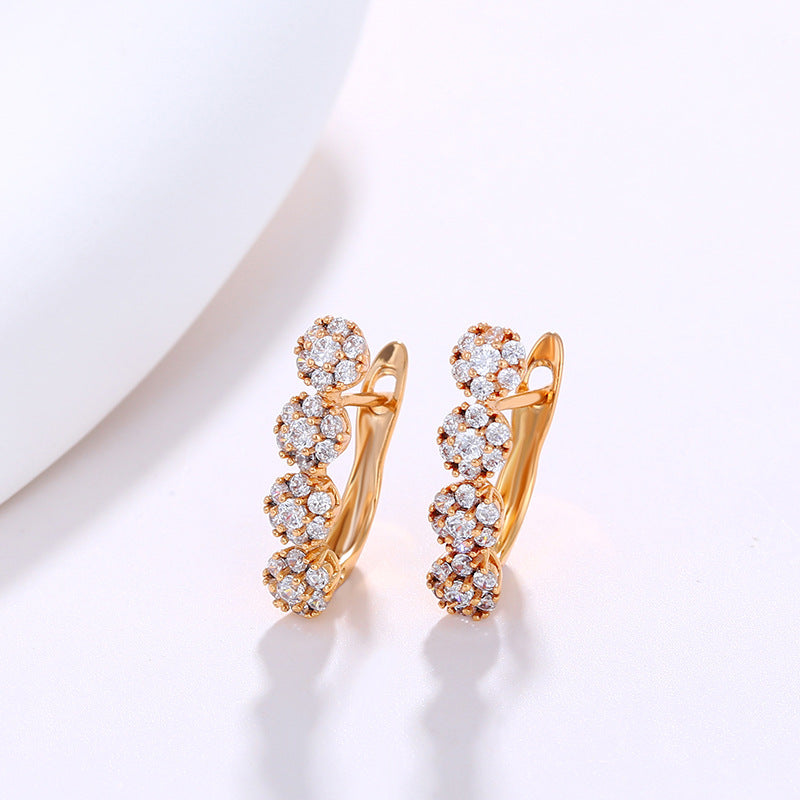 K-plated Gold Circle Zircon Earrings