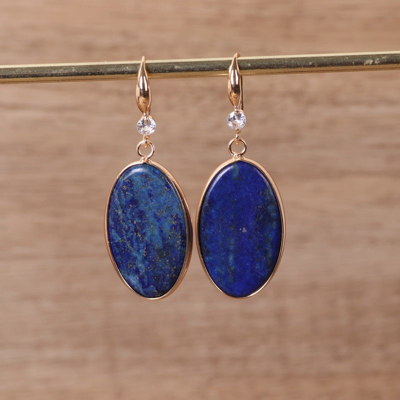 Lapis Lazuli Oval Drop Earrings