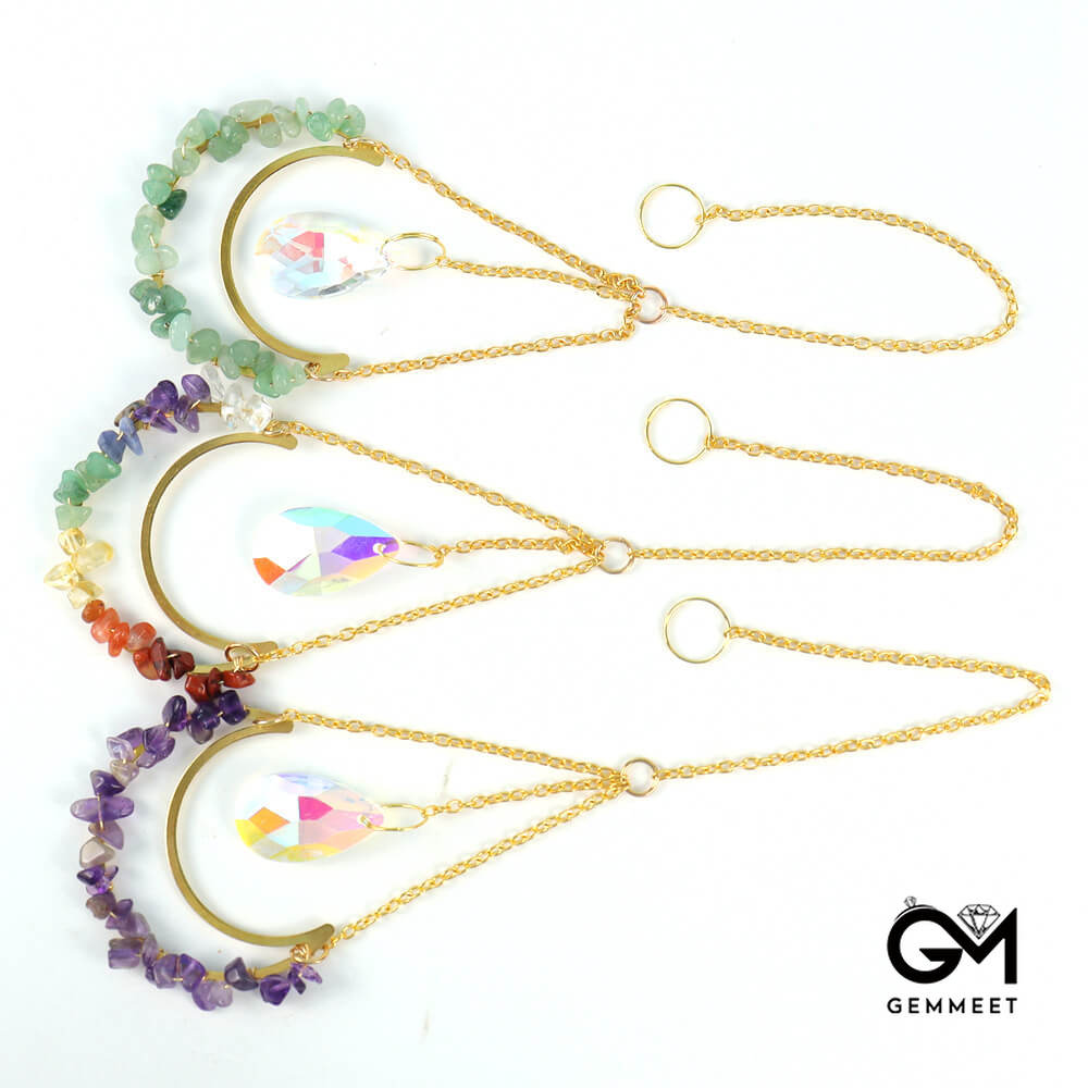 Crystal Moon Water Drop Pendant