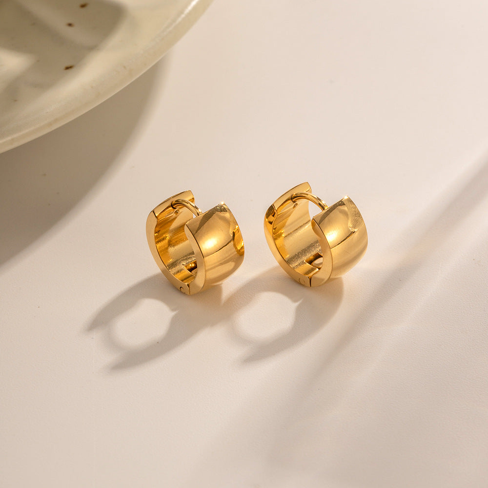 Fashion Exaggerated Glossy Wide Plate Stainless Steel Ear Buckle