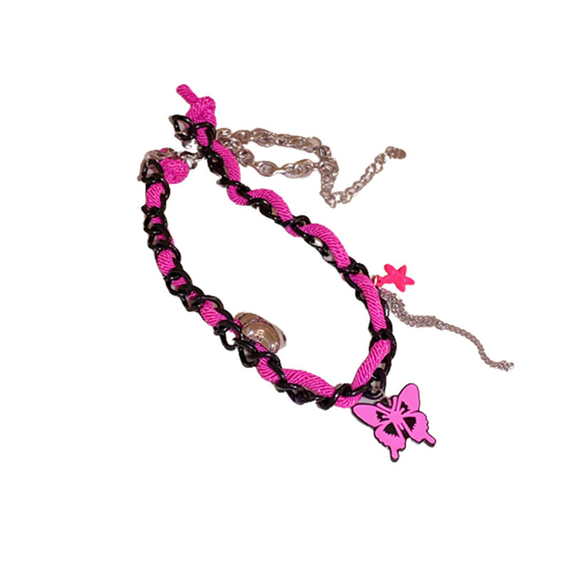 Butterfly Braided Rope Five-pointed Star Necklace