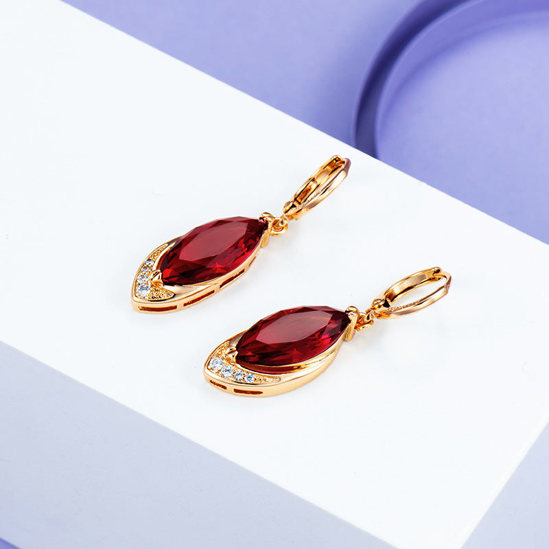 Retro Fashion Imitation Ruby Zircon Earrings