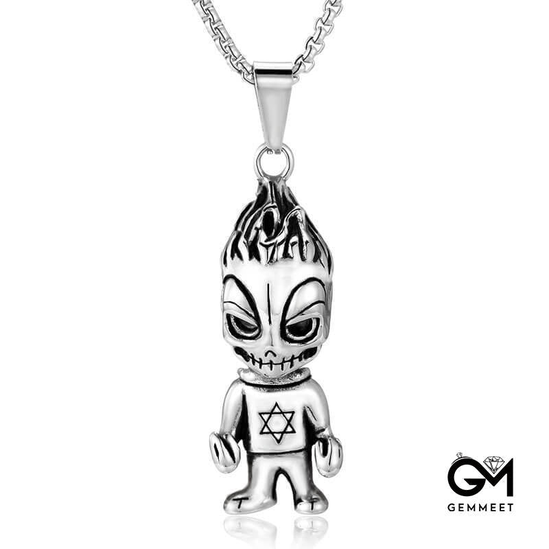 Stainless Hexagram Demon Imp Doll Necklace