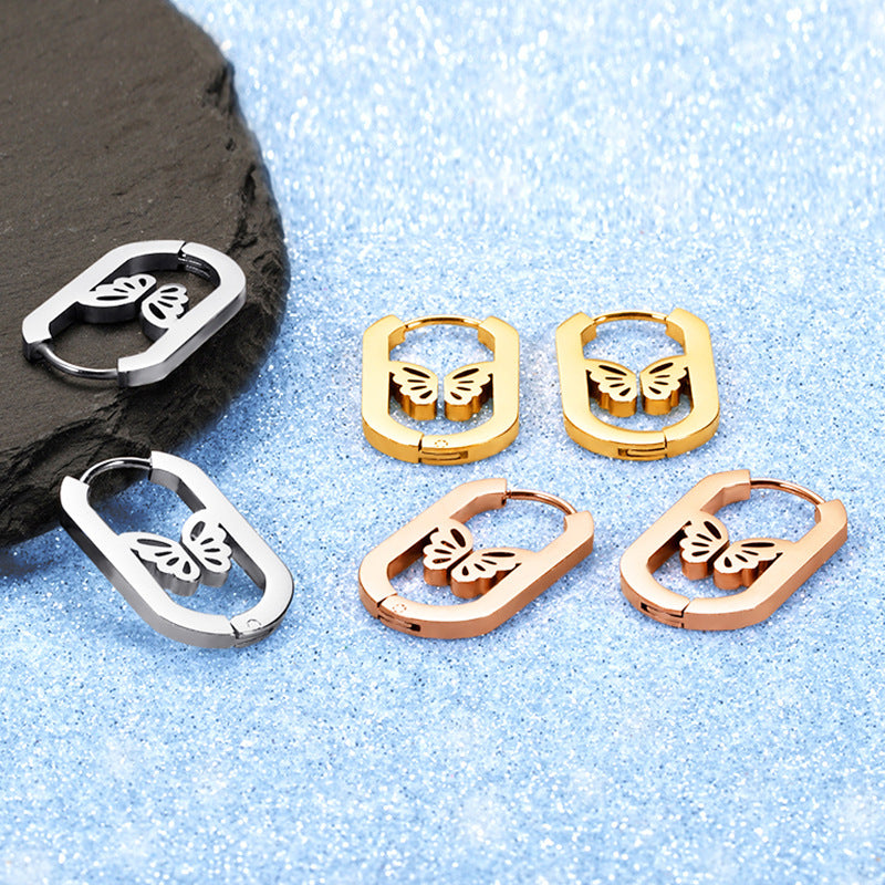 Personalized Wind Butterfly Geometry 2-in-1 Stainless Steel Earrings