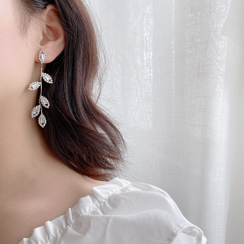 Super Fairy Crystal Long Tassel Earrings with Diamonds