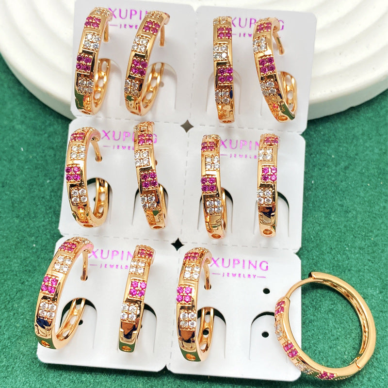 Round Exquisite Exaggerated Colorful Zircon Earrings