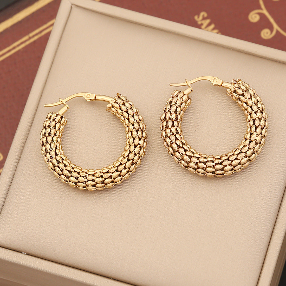 Metallic Stainless Steel Geometric Stud Earrings