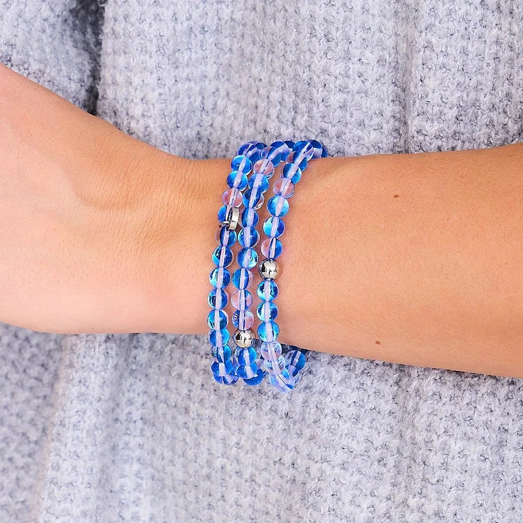 Blue Crystal Glass Bead Bracelet