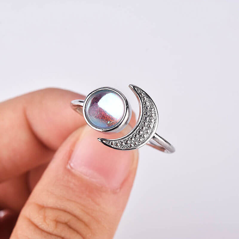Moon & Sun Moonstone Adjustable Ring