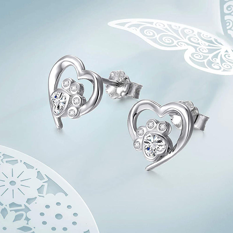 Fashionable Cat Paw And Dog Paw Earrings