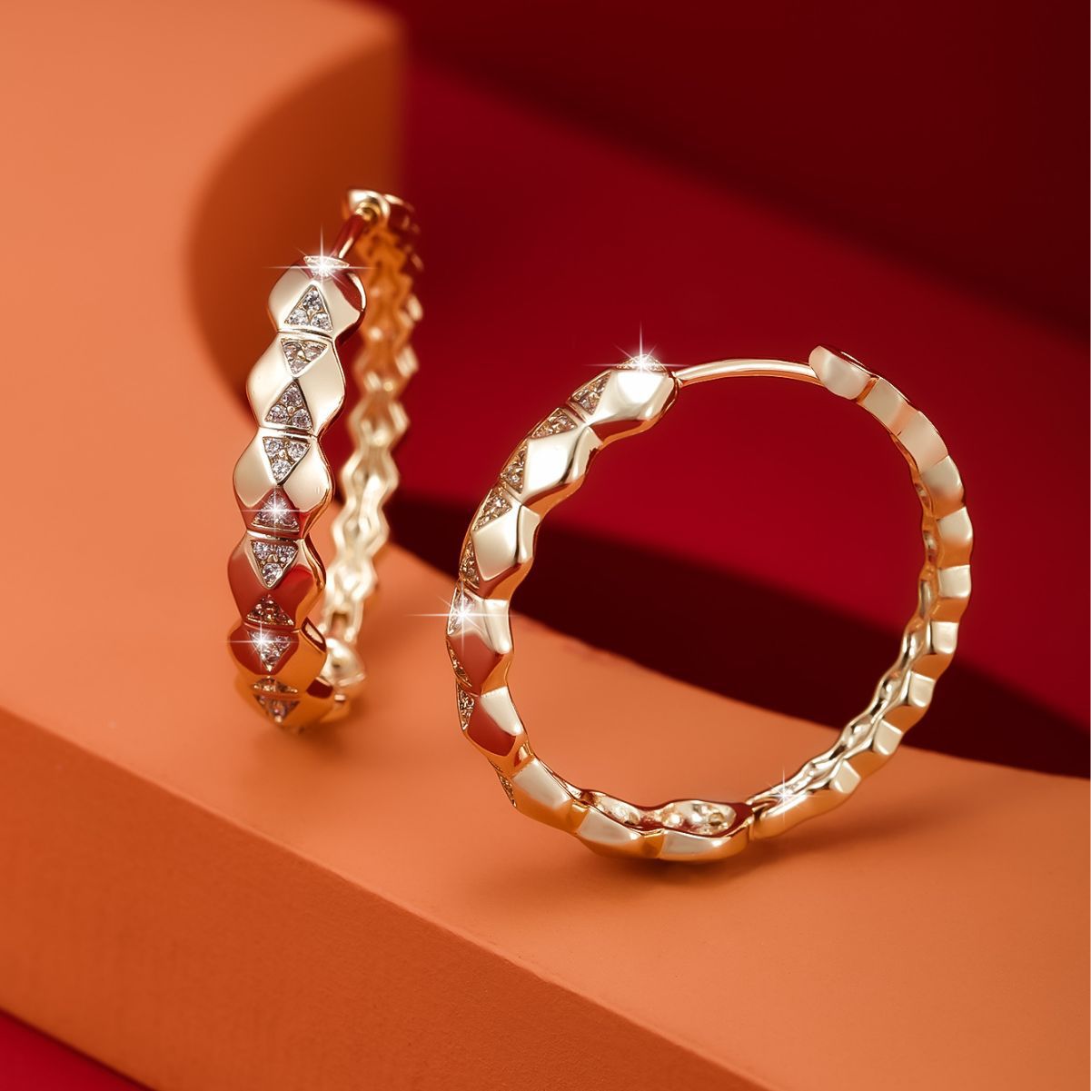 Simple Geometric Rhombus Hoop Earrings