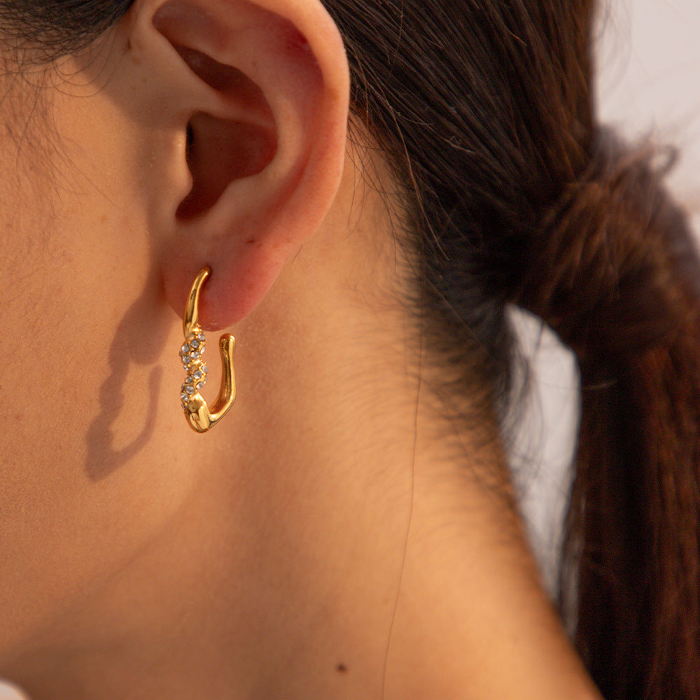 Irregular Temperament Inlaid Stone Earrings