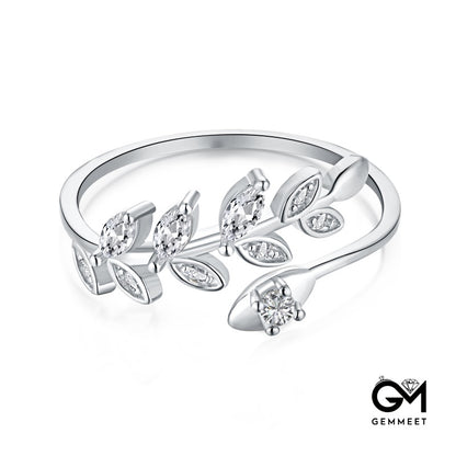 Olive Branch Leaves Zircon Open Ring