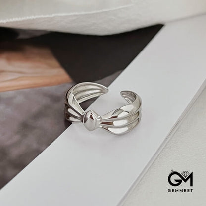 S925 Sterling Silver Bow Open Ring