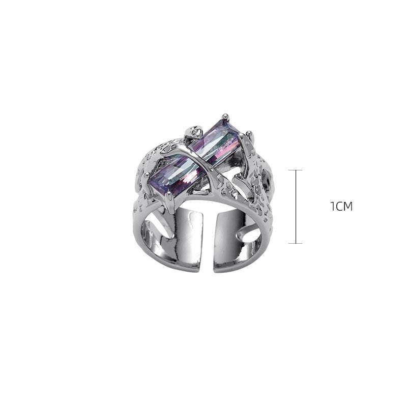 Square Zircon High-end Cold Couple Ring