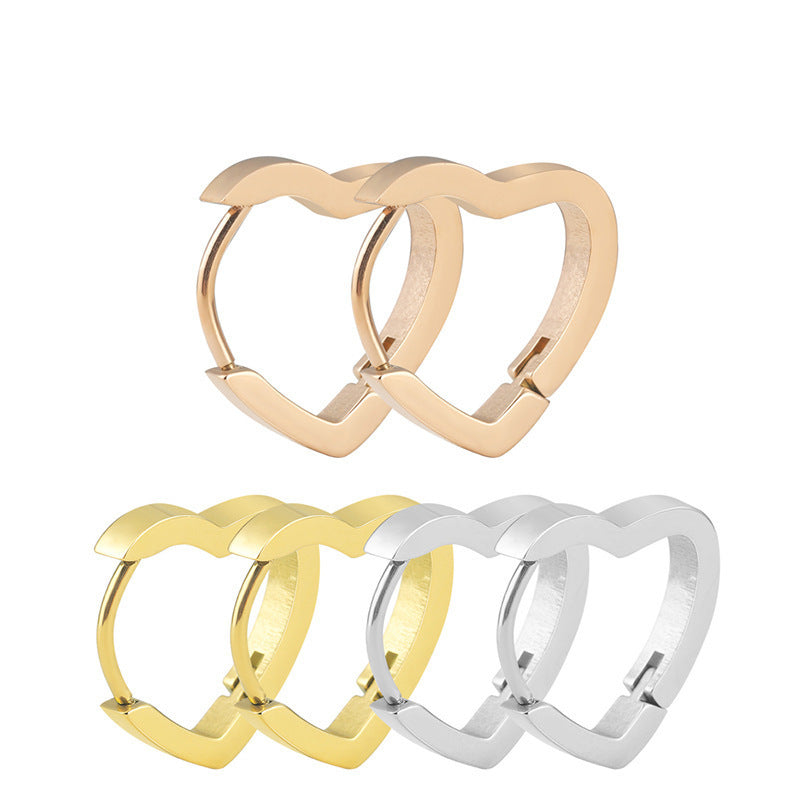 Ins Cold Wind Niche Simple Heart Titanium Steel Earrings