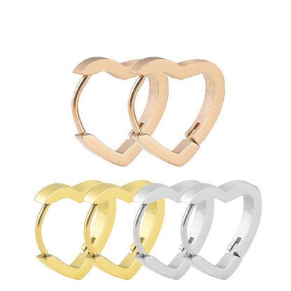 Ins Cold Wind Niche Simple Heart Titanium Steel Earrings