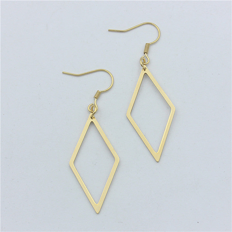 Stainless Steel Geometric Cutout Diamond Earrings