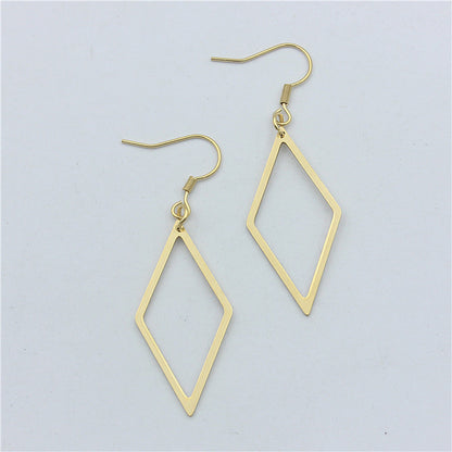 Stainless Steel Geometric Cutout Diamond Earrings