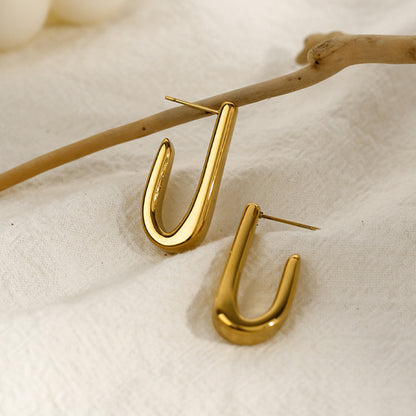 Gold Stainless Steel U-cut Earrings