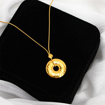 Light Luxury High-grade Chinese Style Titanium Steel Fu Character Necklace