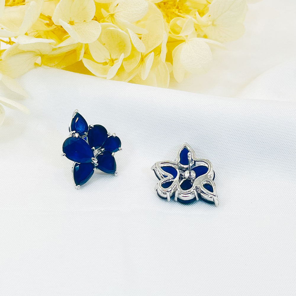 Irregular Drop-Shaped Blue Zircon Earrings