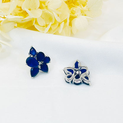 Irregular Drop-Shaped Blue Zircon Earrings