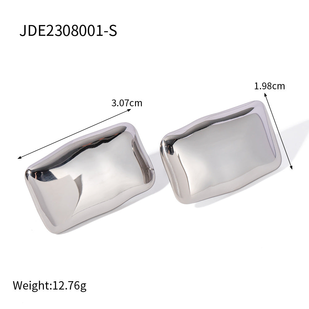 Stainless Steel High Touch Rectangular Earrings
