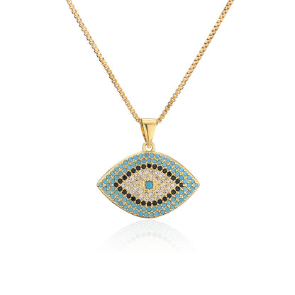 Full Colorful Stones Evil Eye Pendant Necklace