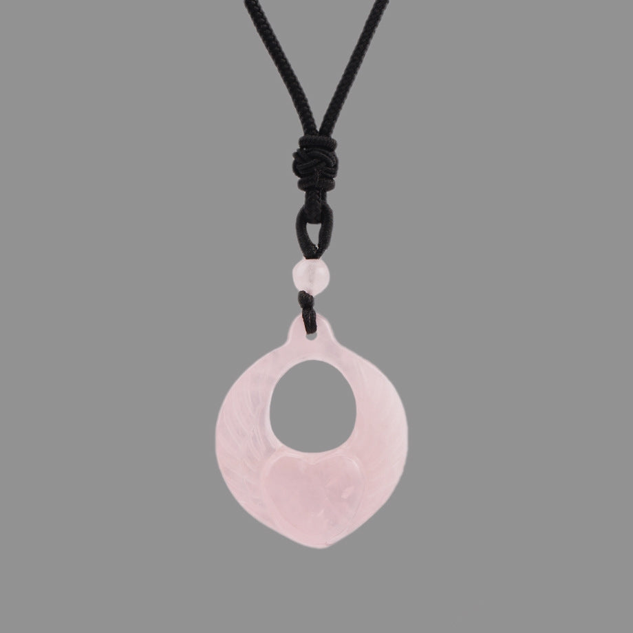 Carved Stone Feather Necklace