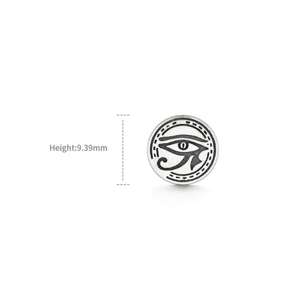 Round Eye Of Horus Sterling Silver Stud Earrings
