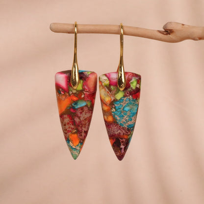 Diamond Shaped Simple Flower Color Earrings