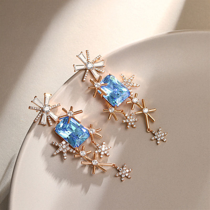 Brilliant Inlaid Zirconia Elegance Long Earrings