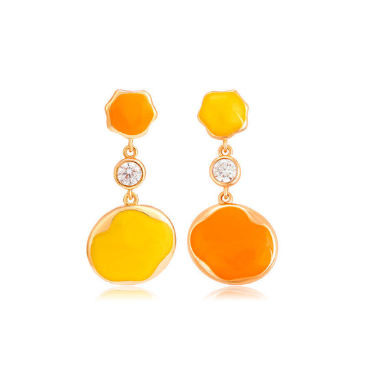 Irregular Earrings for Women Alloy Gold-plated Retro Glaze Earrings