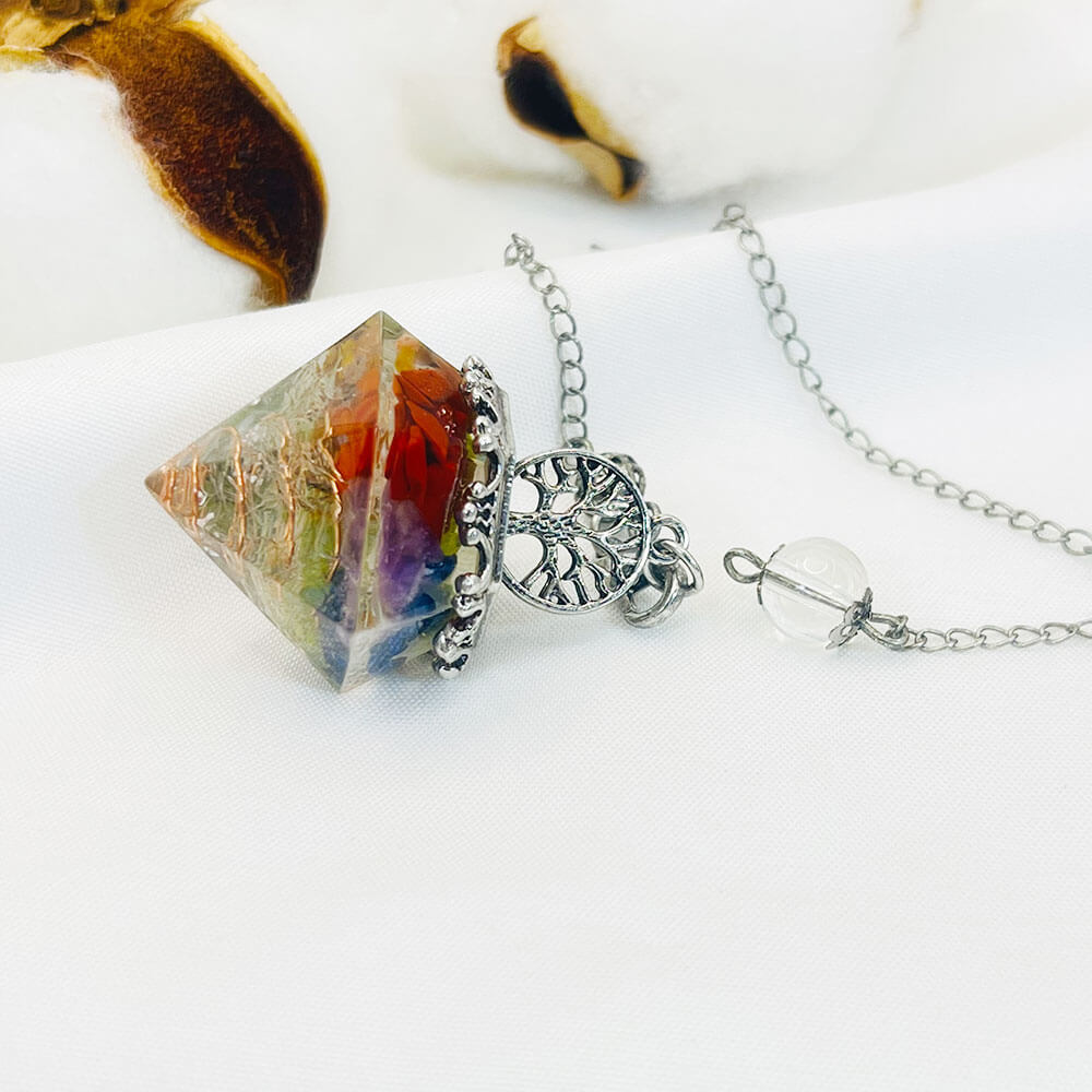 Crystal Geometric Tree of Life Pendant