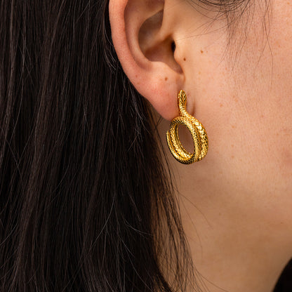 18k Gold Stainless Steel C-shaped Earrings
