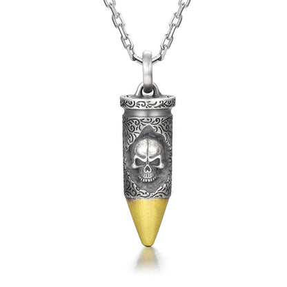 Golden Skull Bullet Sterling Silver Pendants