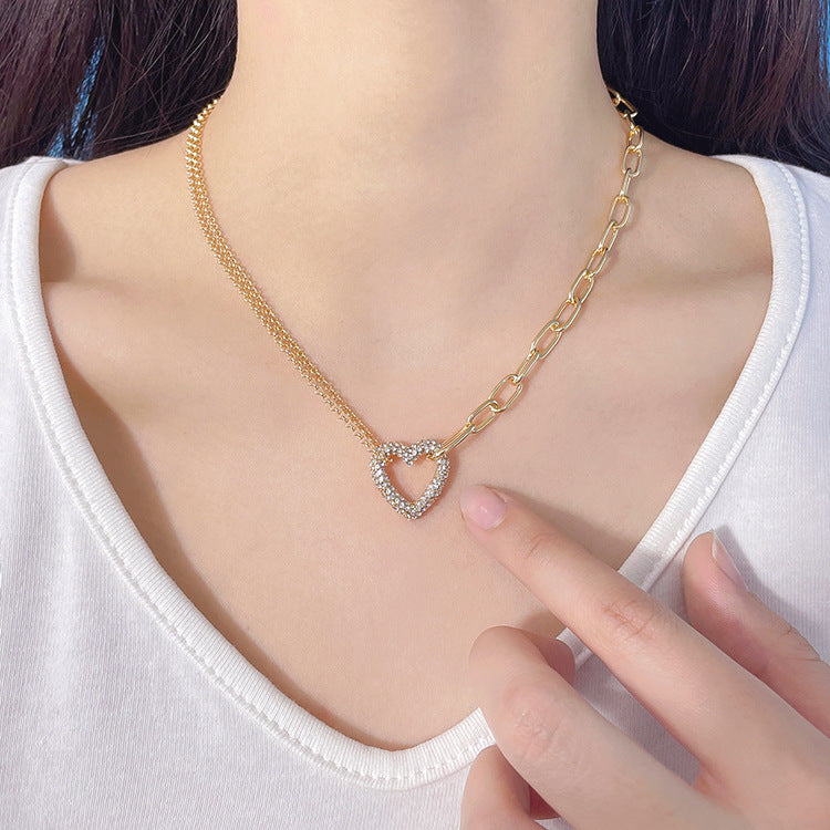 Three-dimensional Love Zircon Necklace