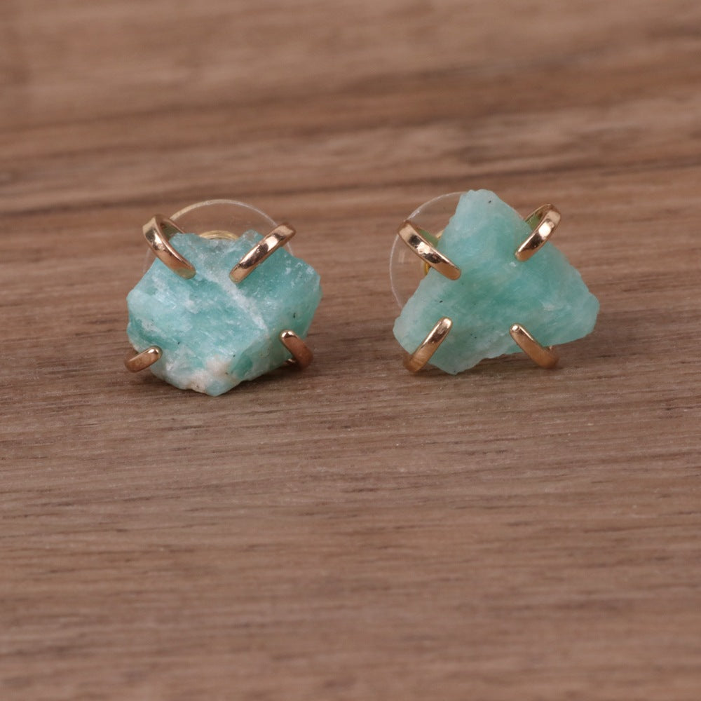 Vintage Pink Crystal Tianhe Stone Obsidian Earrings