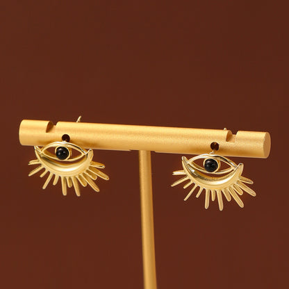 Devil's Eye Titanium Steel Gold-plated Earrings