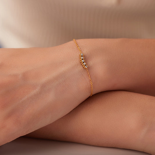 5 Stones Tennis Pendant Chain Bracelet