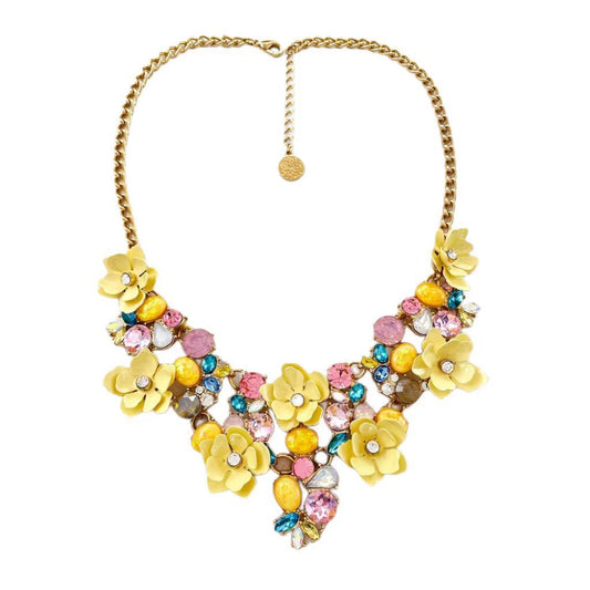 Colorful Three-dimensional Flower Mosaic Necklace