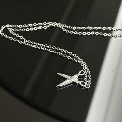Scissors Full of Drill Design High Sense Necklace