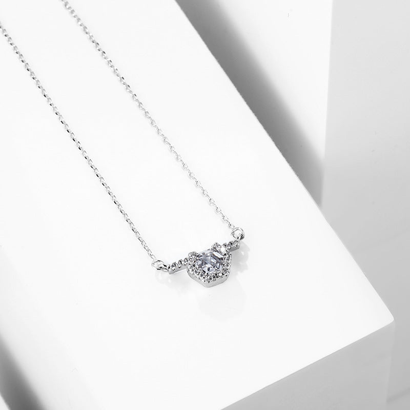 Geometric Zircon Platinum-plated Necklace for Women