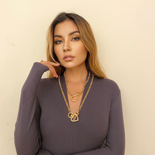 Geometric Metal Love Multilayer Necklace