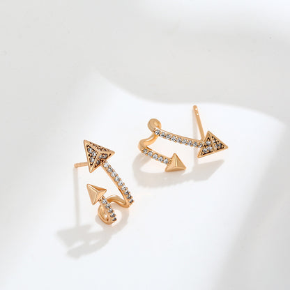 Simple Arrow Zircon Design Fashion Stud Earrings